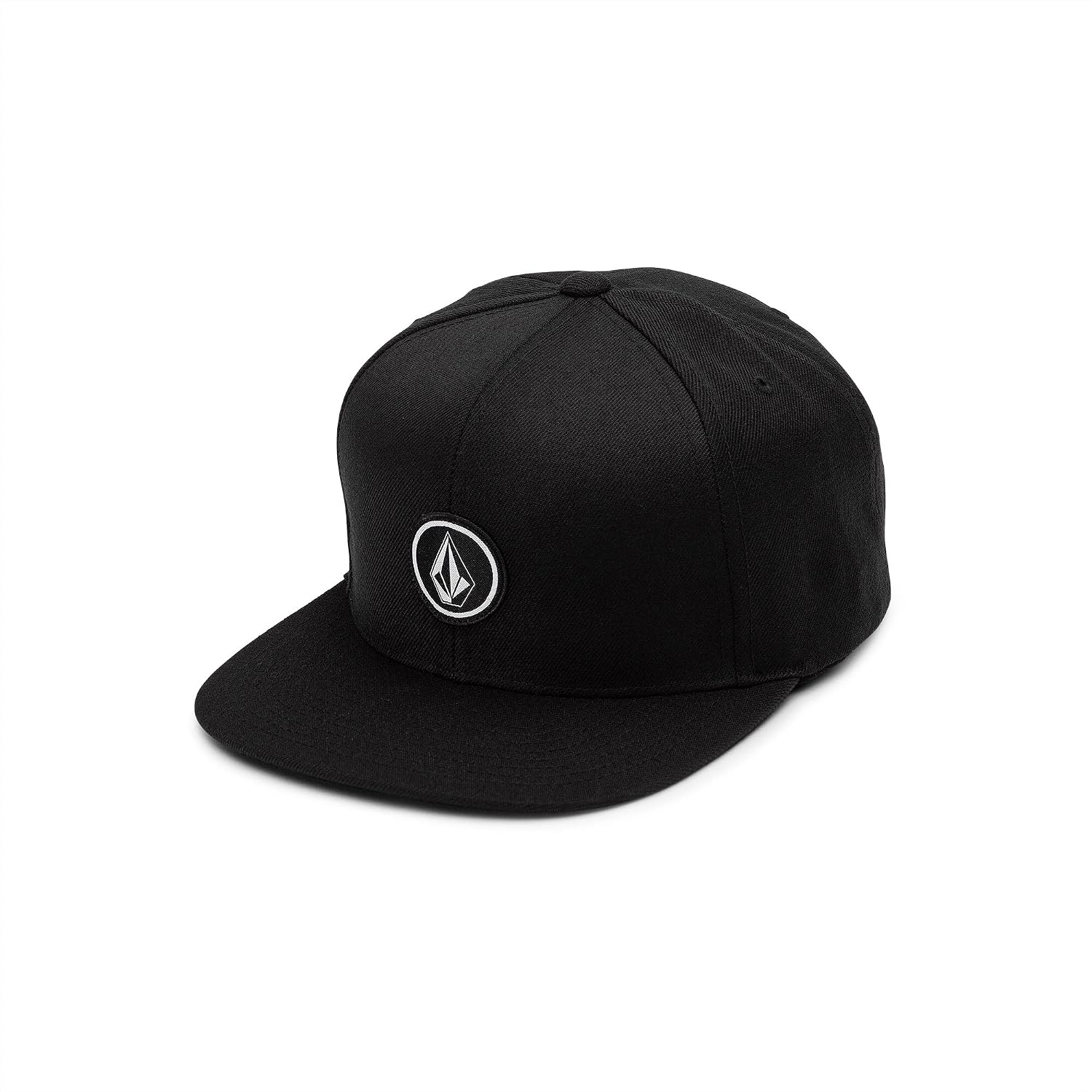 Volcom Men's Quarter Twill Snapback Hat – 6-Panel Adjustable Cap with Stone Logo Patch Black