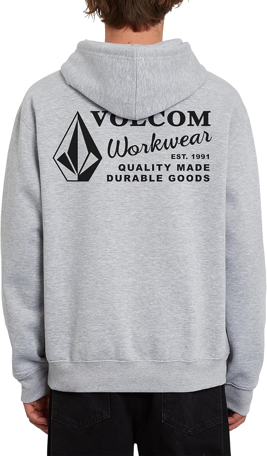 Volcom Men's Workwear Pullover Hoodie – Soft Brushed Fleece Grey