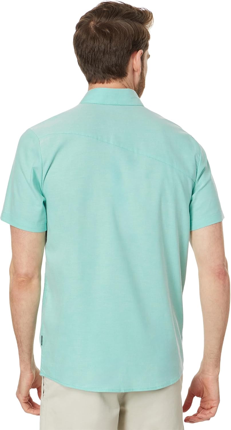 Volcom Men's Everett Oxford Short Sleeve Button Down Woven Shirt Dusty Aqua