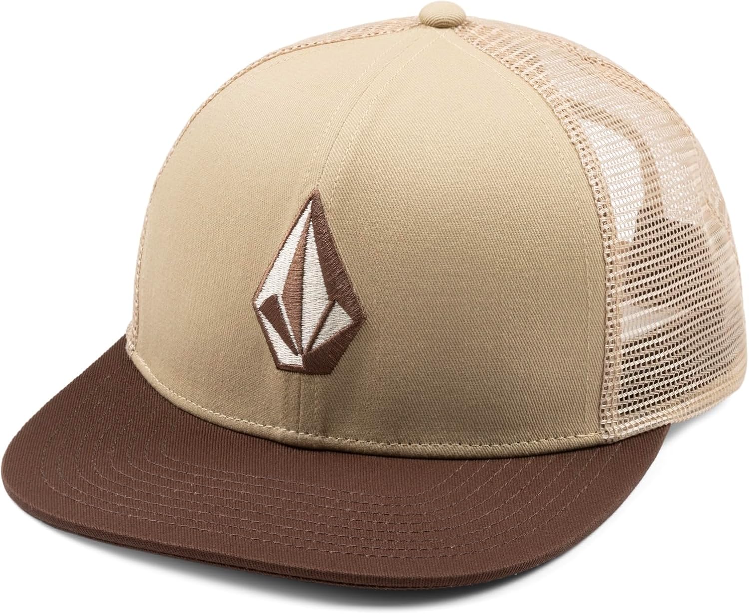 Volcom Men's Cheese Trucker Hat – 6-Panel Mesh Back Snapback Cap Brown Khaki