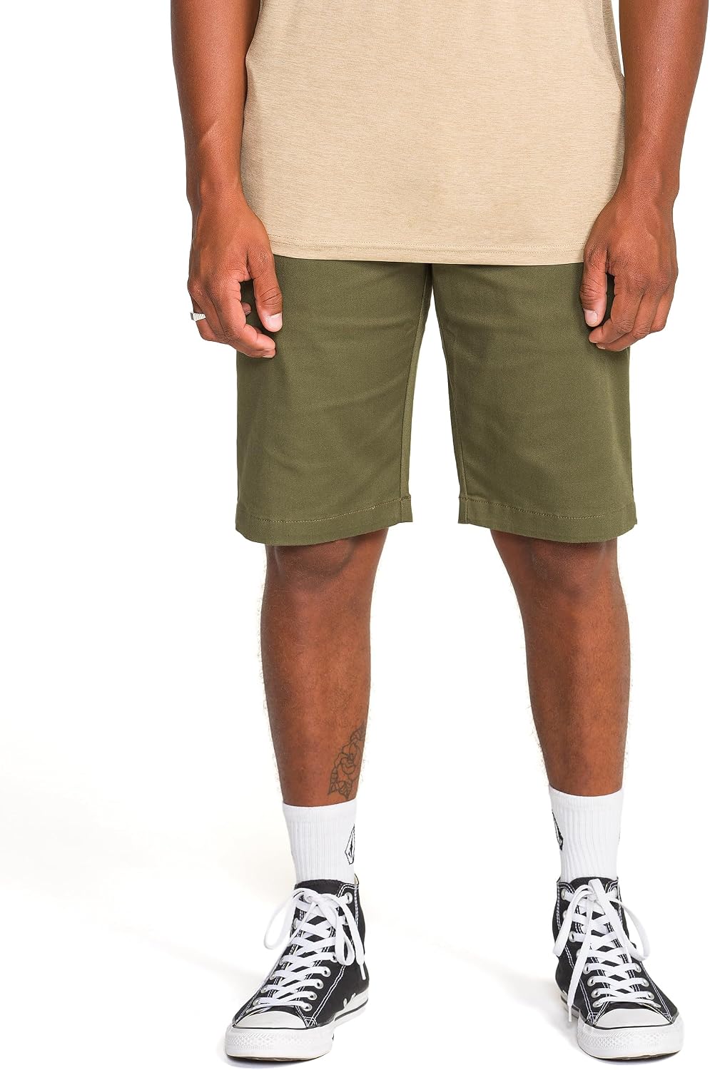 Volcom Men's Vmonty Stretch 22 Chino Shorts – Casual Everyday Wear, Relaxed Fit Military
