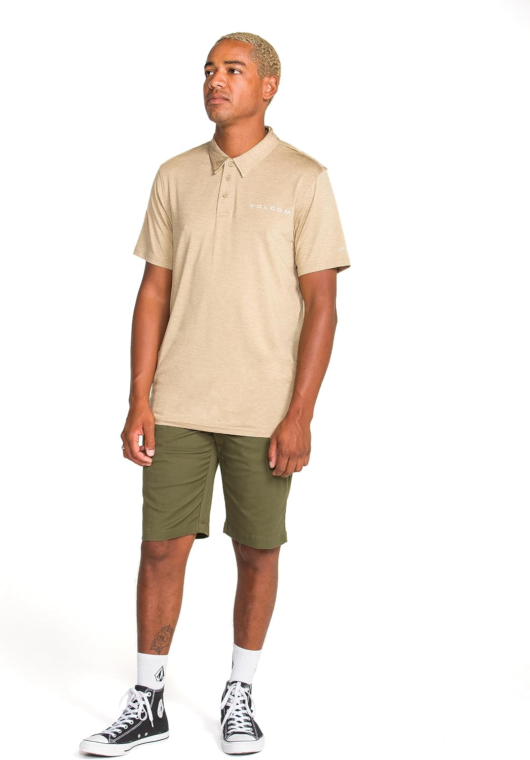 Volcom Men's Vmonty Stretch 22 Chino Shorts – Casual Everyday Wear, Relaxed Fit Military
