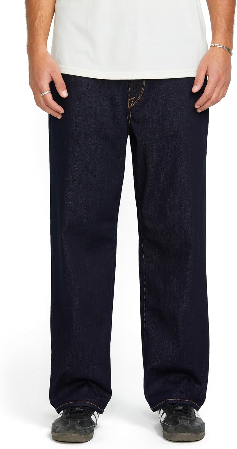 Volcom Men's Billow Loose Fit Baggy Denim Jeans – Relaxed Vintage Style, Soft Cotton Denim, Wide Leg Rinse