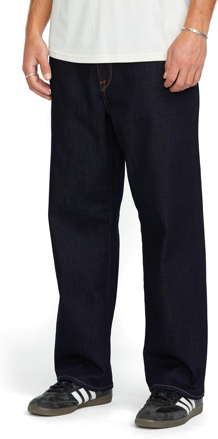Volcom Men's Billow Loose Fit Baggy Denim Jeans – Relaxed Vintage Style, Soft Cotton Denim, Wide Leg Rinse