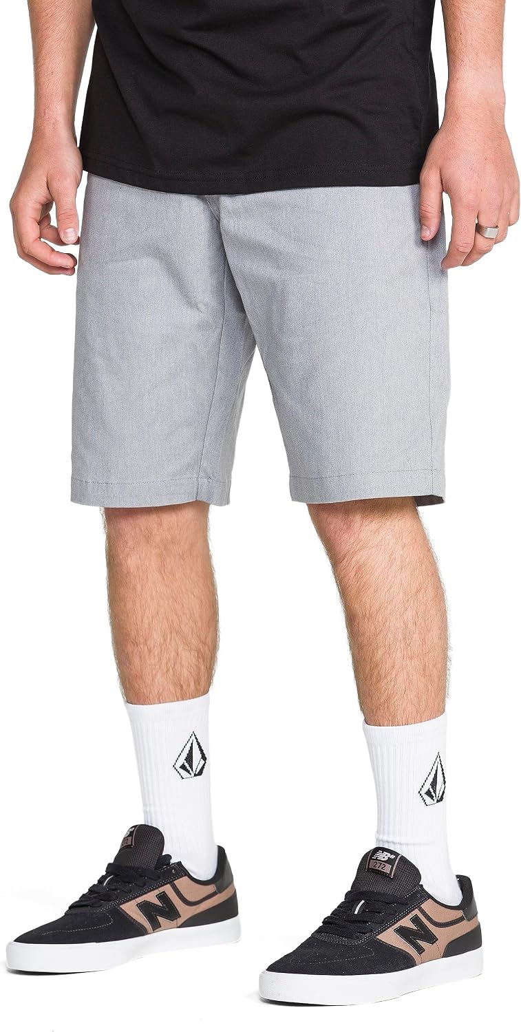 Volcom Men's Vmonty Stretch 22 Chino Shorts – Casual Everyday Wear, Relaxed Fit Heather Grey