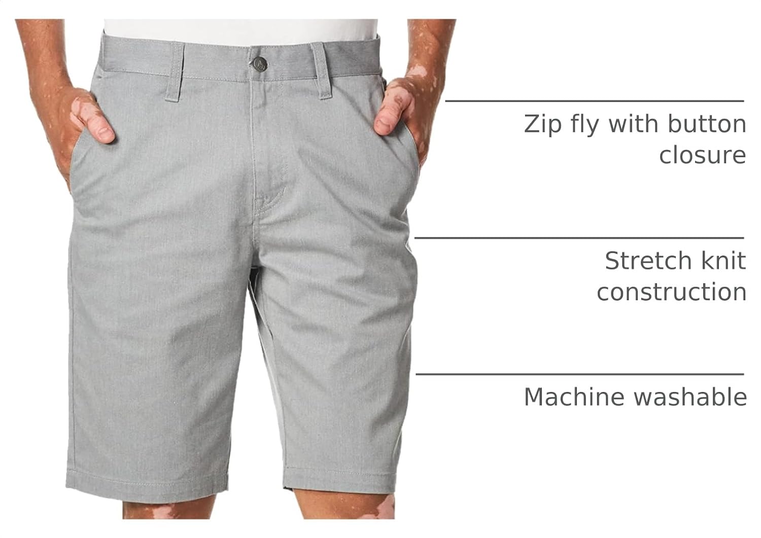 Volcom Men's Vmonty Stretch 22 Chino Shorts – Casual Everyday Wear, Relaxed Fit Heather Grey