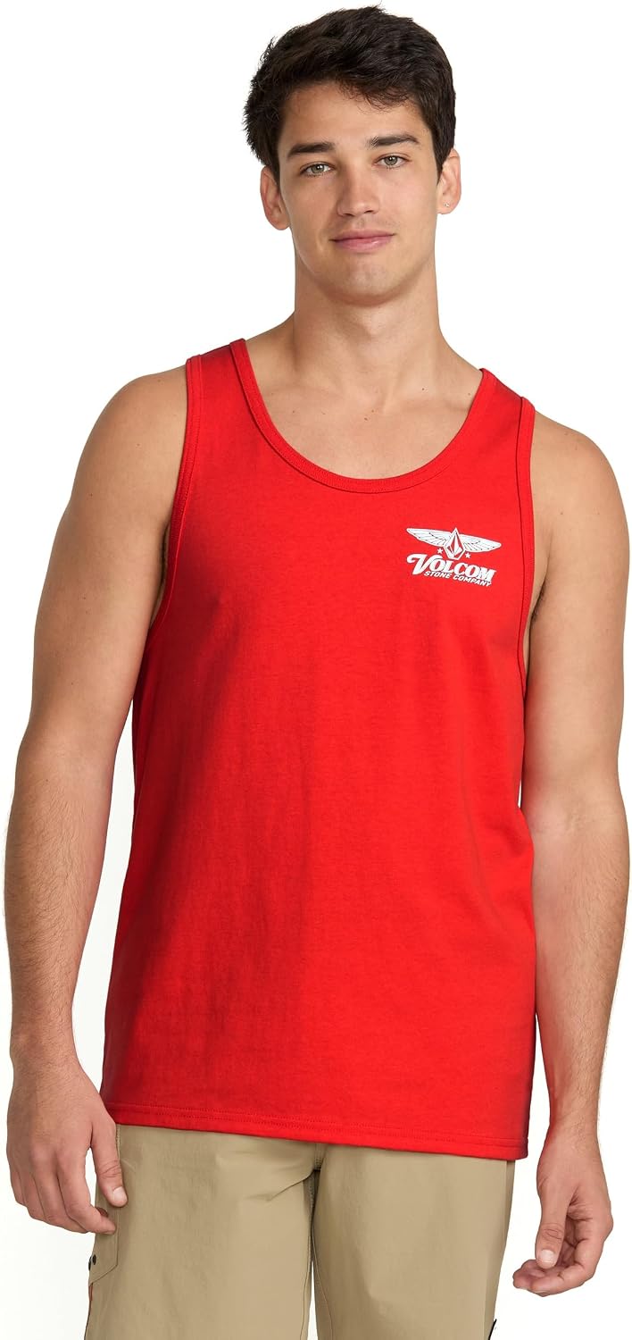 Volcom Men's Iconic Stone Tie Dye Tank Chili Red