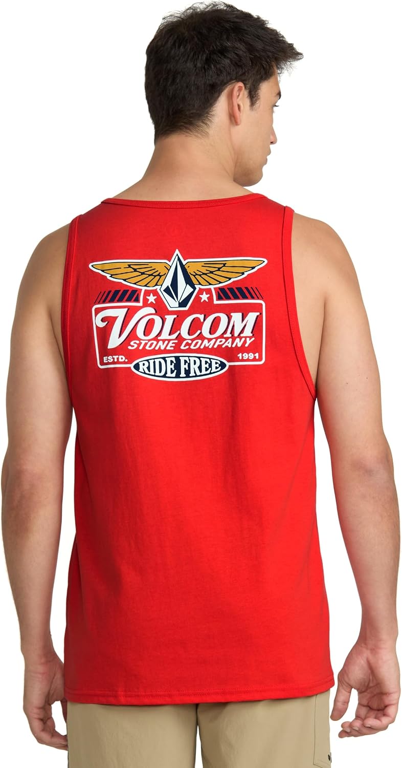 Volcom Men's Iconic Stone Tie Dye Tank Chili Red