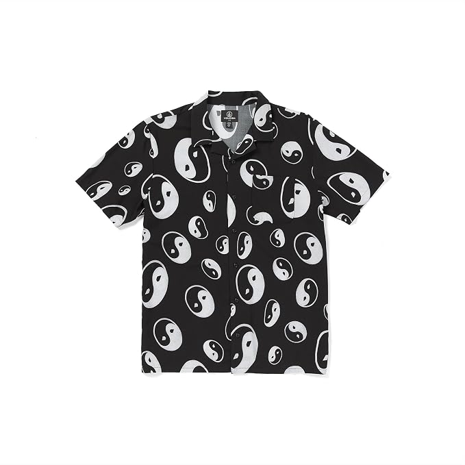 Volcom Men's Purestone Short Sleeve Button Down Shirt Black