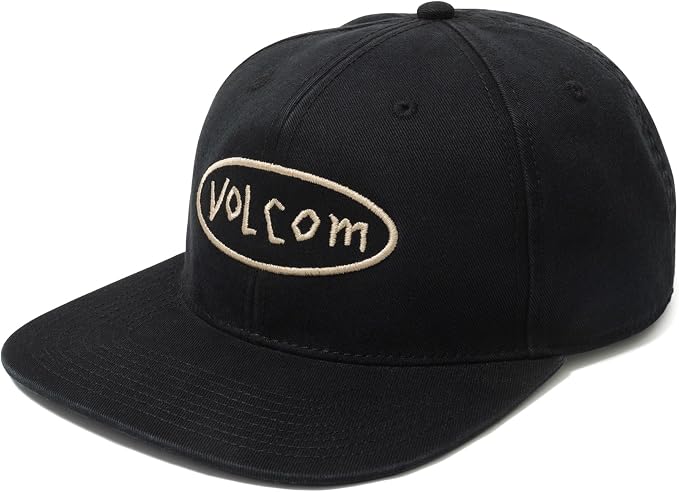 Volcom Men's Full Stone Dad Hat – Adjustable Strapback Cap Embroidered Logo Black White