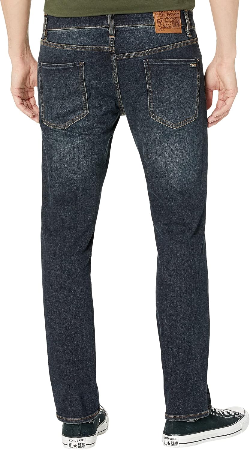 Volcom Men's Vorta Slim Fit Jeans – Classic Straight Leg Denim Pants with 15" Leg Opening Vintage Blue