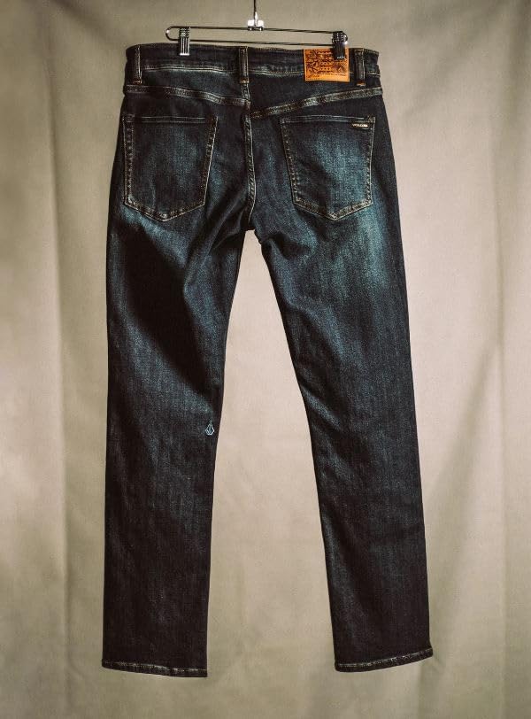 Volcom Men's Vorta Slim Fit Jeans – Classic Straight Leg Denim Pants with 15" Leg Opening Vintage Blue