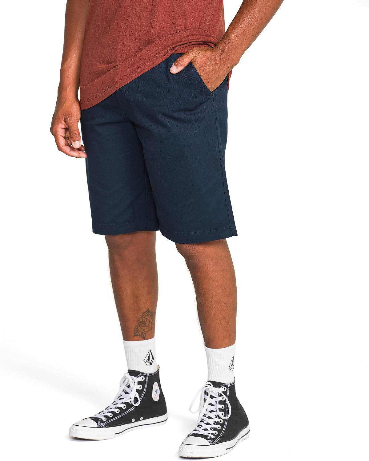 Volcom Men's Vmonty Chino Shorts – 22 Outseam, Relaxed Fit, Durable Cotton Fabric Dark Navy