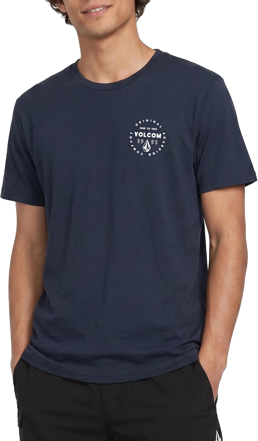 Volcom Men's Mortis Short Sleeve T-Shirt - Classic Fit Crewneck Tee, Soft Cotton, Lightweight & Breathable Casual Shirt Navy