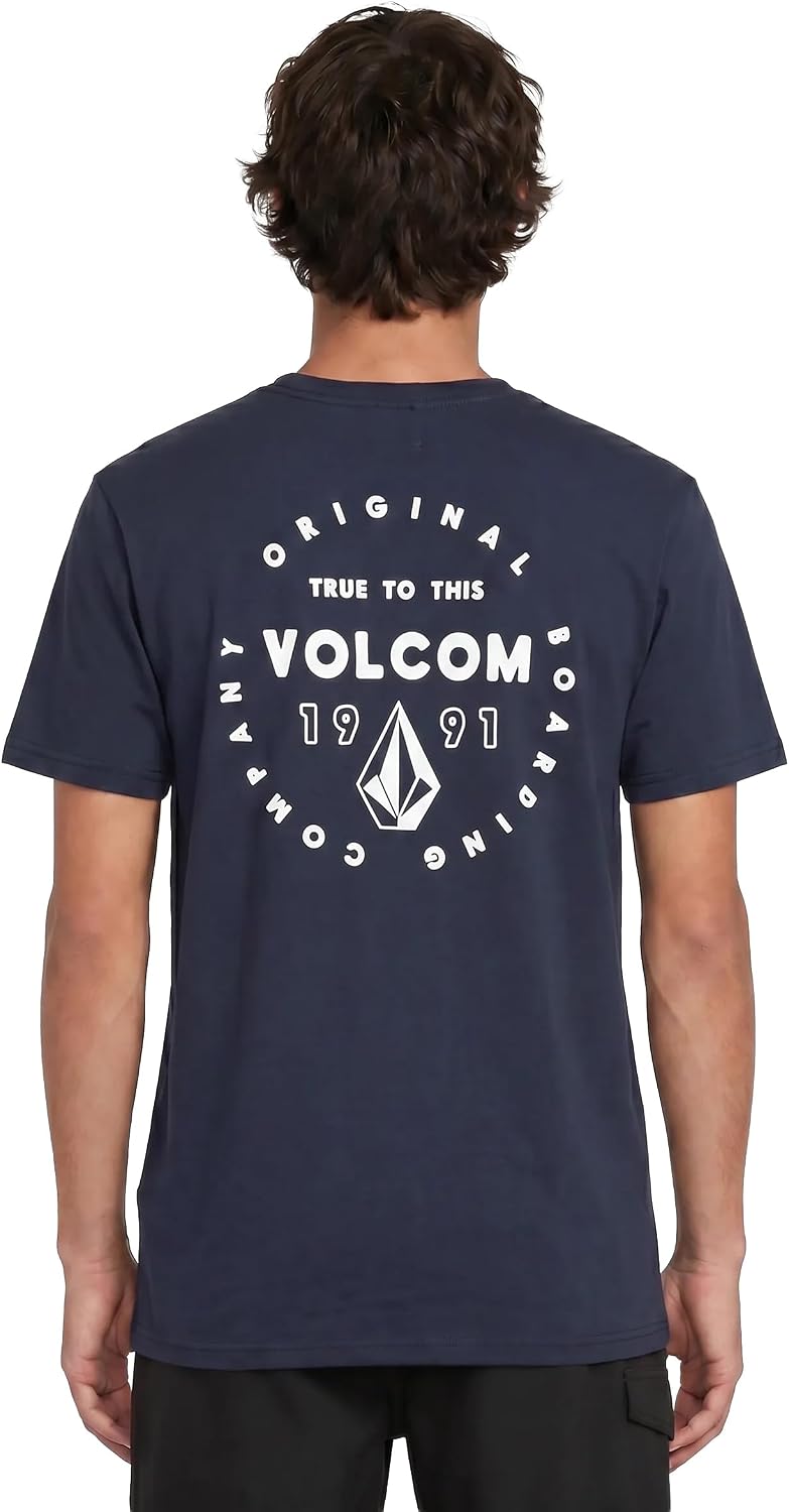 Volcom Men's Mortis Short Sleeve T-Shirt - Classic Fit Crewneck Tee, Soft Cotton, Lightweight & Breathable Casual Shirt Navy