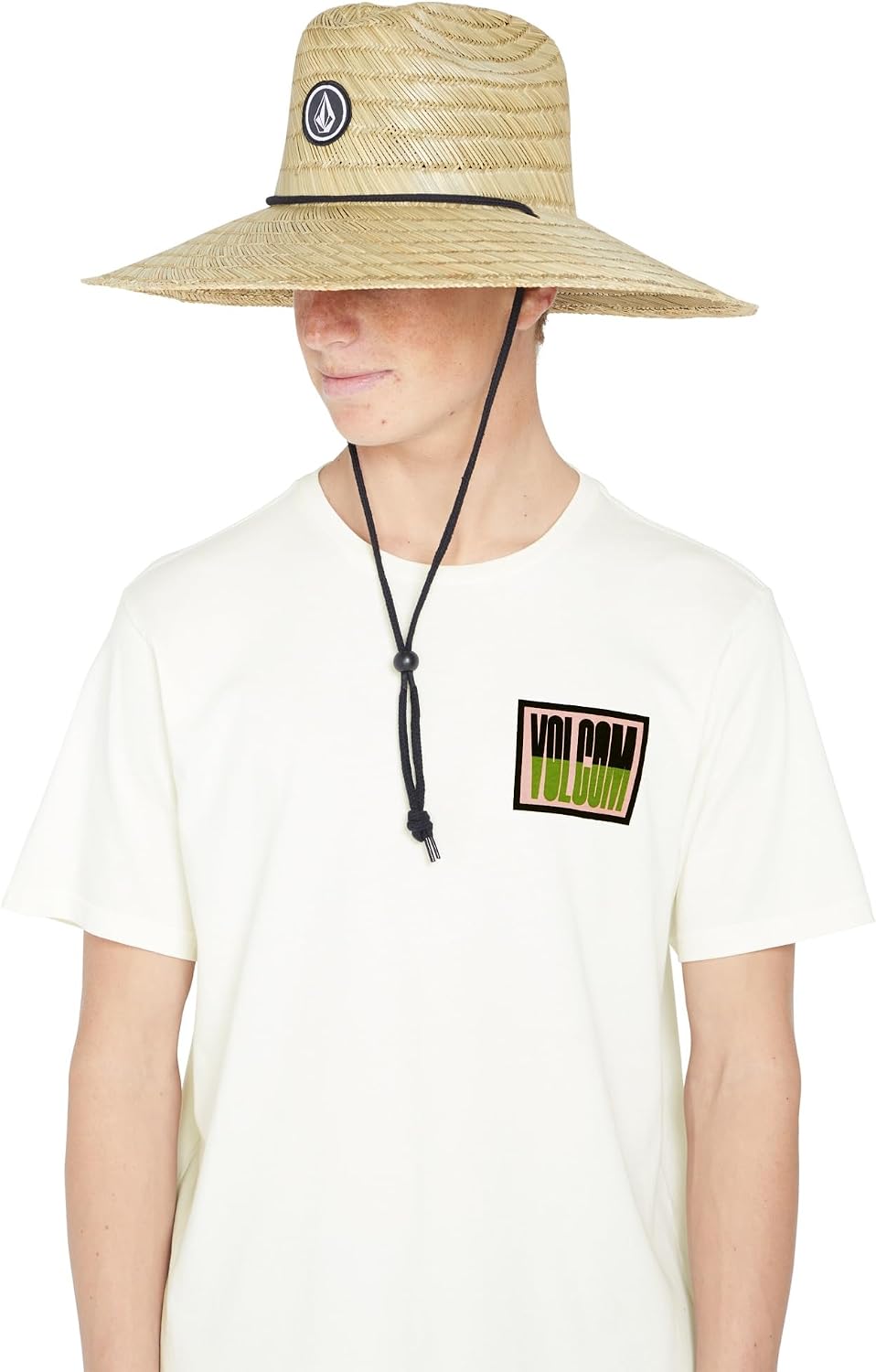 Volcom Men's Quarter Straw Hat– Wide Brim Straw Sun Hat with Adjustable Drawcord Natural