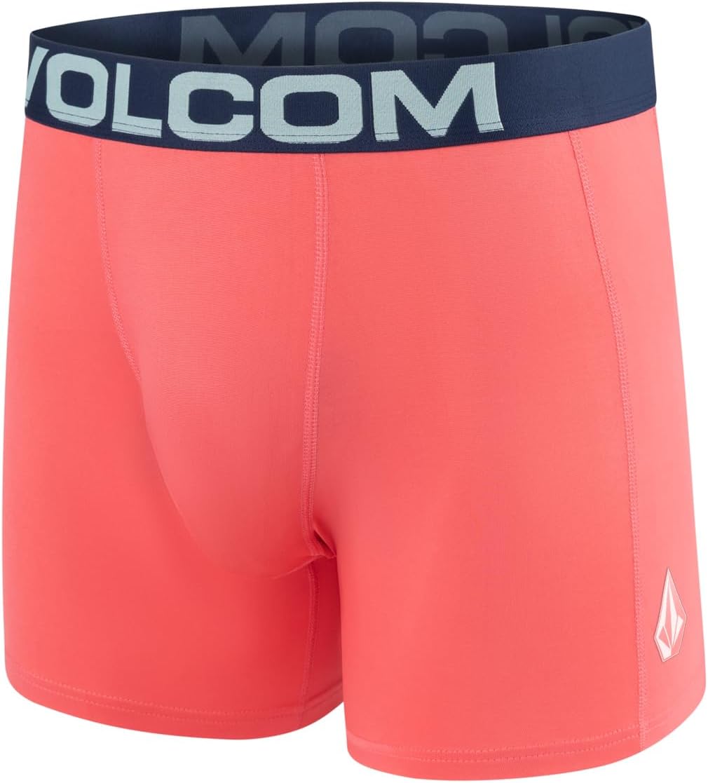 Volcom Mens Boxer Briefs Poly Spandex Performance Boxer Briefs Underwear with Comfort Flex Side Panel- Sleek Modern Look NavyCyanCoralBlack