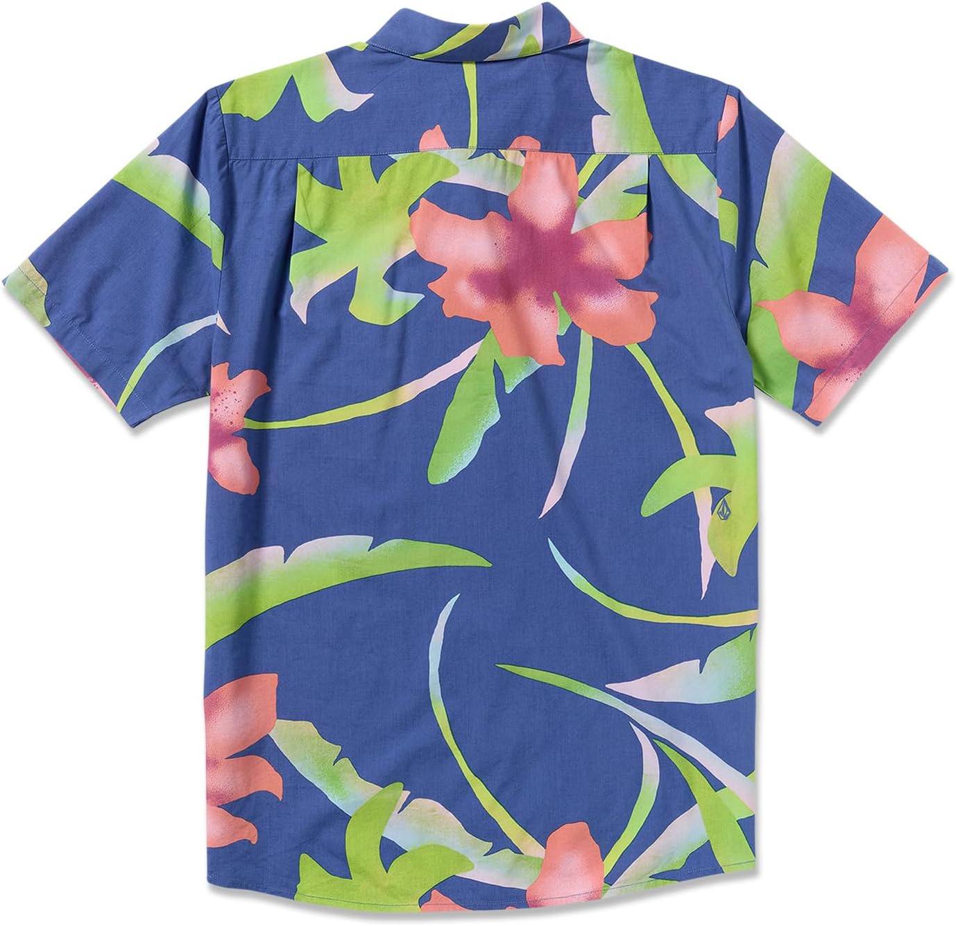 Volcom Men's Regular Marble Floral Short Sleeve Button Down Hawaiian Shirt Ultramarine