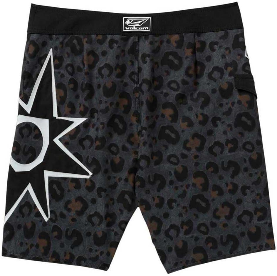 Volcom Men's 16" Elastic Waist Swim Trunks- Stretchable, UPF 50+, Quick Dry Swim Bottoms Asphalt Black