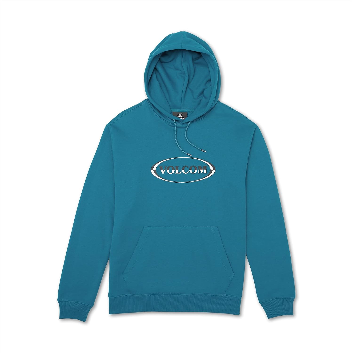 Volcom Men's Pullover Logo Fleece Hooded Sweatshirt – Soft Brushed Interior, Classic Fit, Kangaroo Pocket, Ribbed Cuffs & Hem Ocean Teal