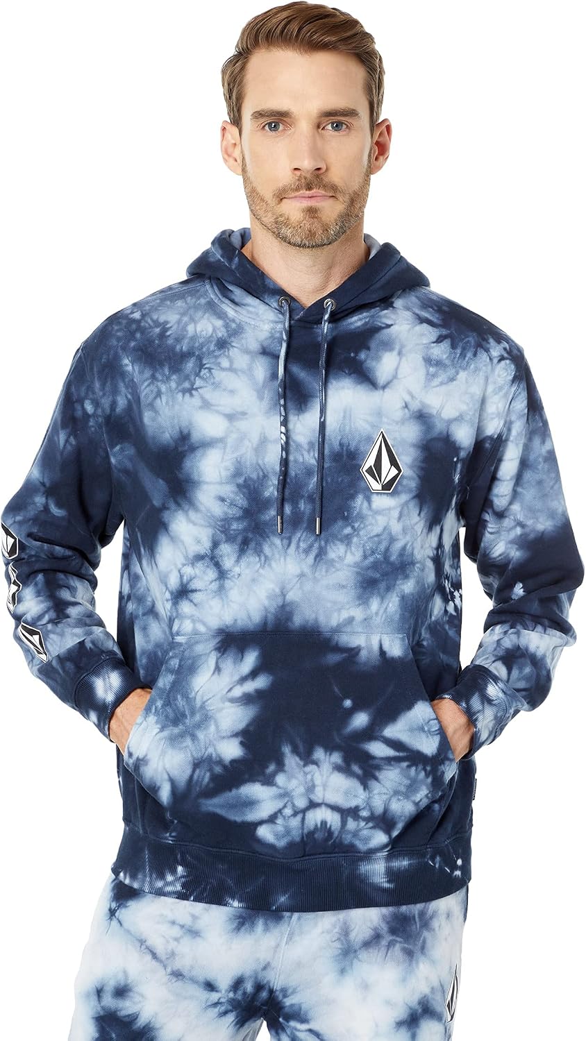 Volcom Men's Iconic Stone Pullover Hoodie Fleece Sweatshirt Multi Tie Dye