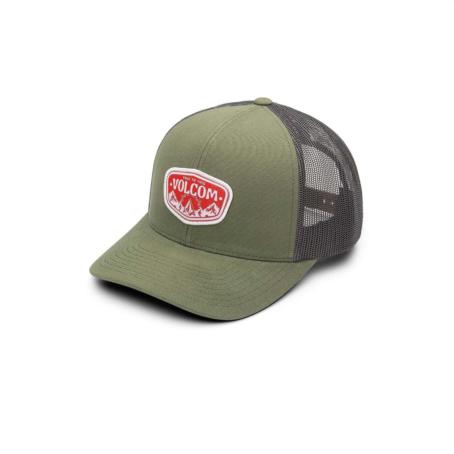 Volcom Men's Mesh Trucker Hat - Adjustable Snapback Cap, Breathable Structured Front Panel Vintage Green