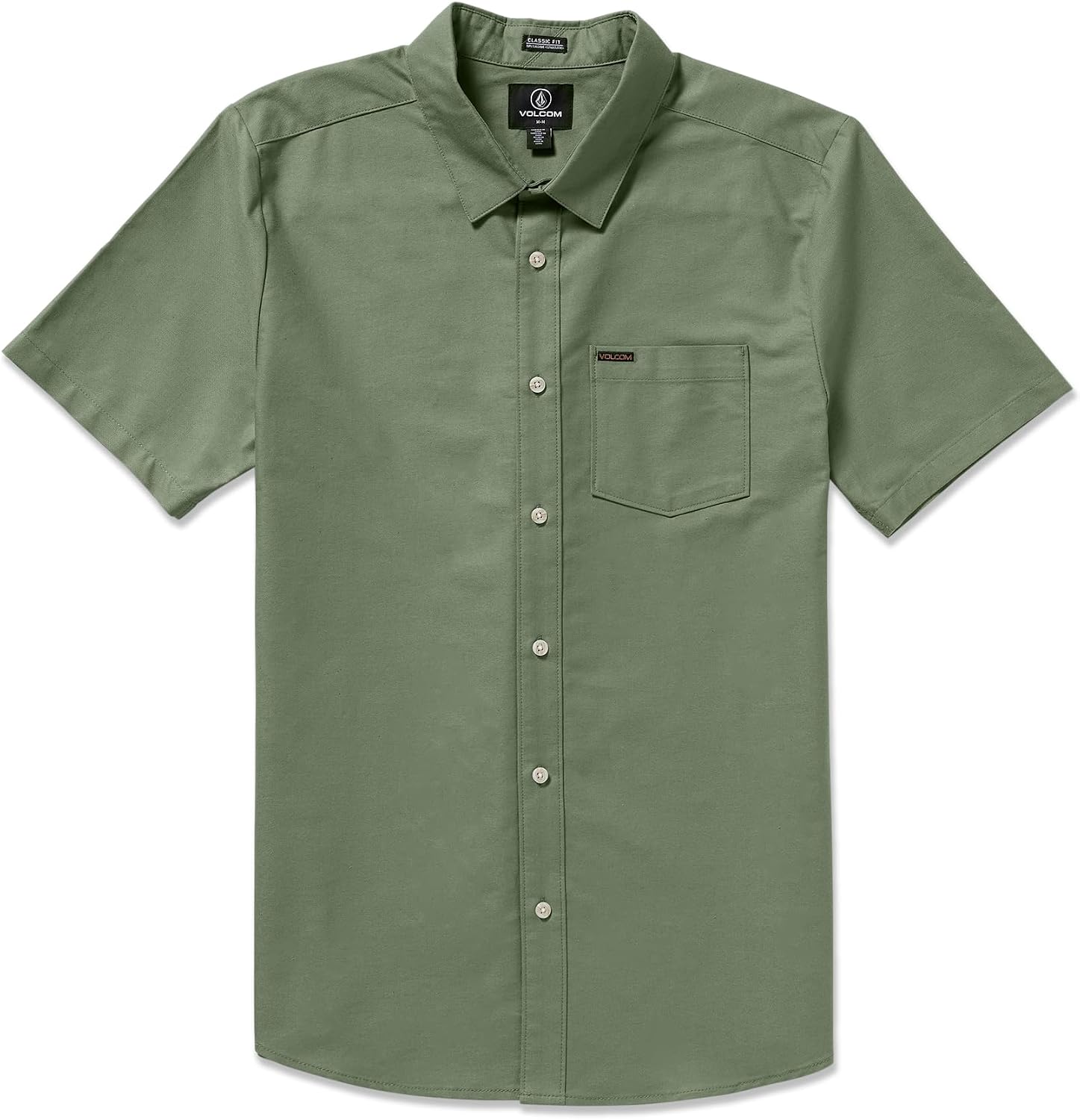 Volcom Men's Everett Oxford Short Sleeve Button Down Woven Shirt Light Olive