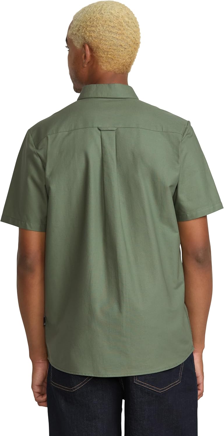 Volcom Men's Everett Oxford Short Sleeve Button Down Woven Shirt Light Olive
