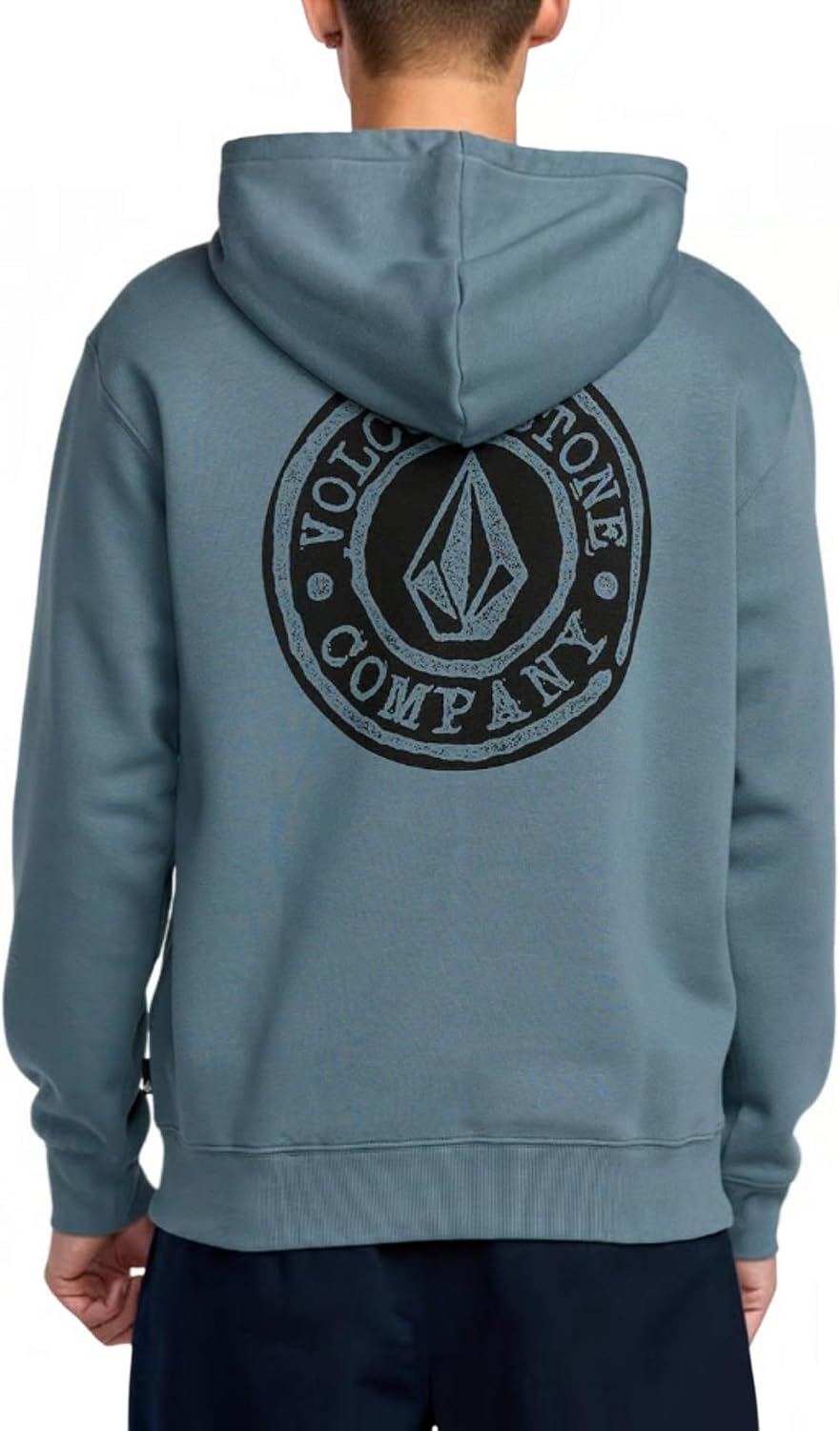 Volcom Men's Pullover Logo Fleece Hooded Sweatshirt – Soft Brushed Interior, Classic Fit, Kangaroo Pocket, Ribbed Cuffs & Hem Blue
