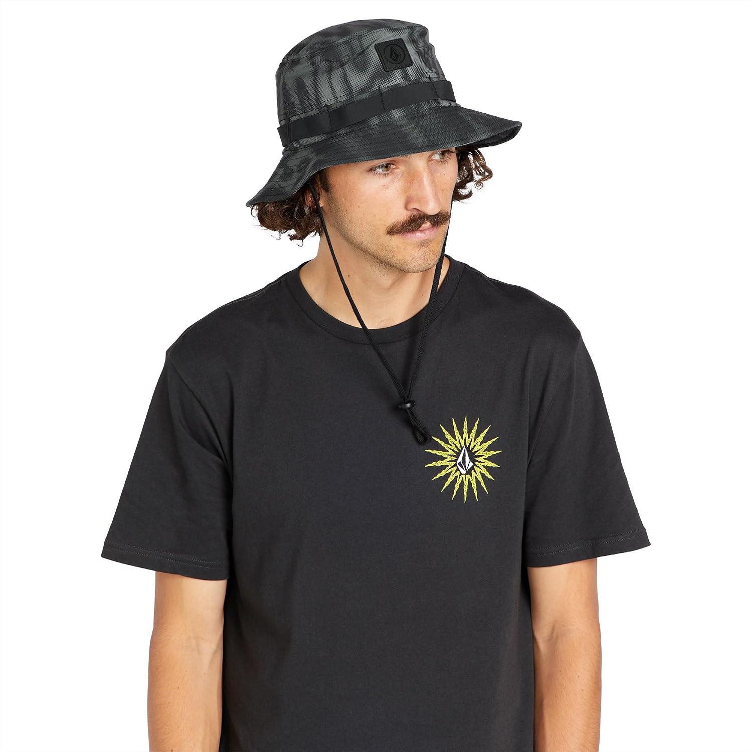 Volcom Men's Boonie Hat – Wide Brim Sun Hat with Adjustable Chin Strap Asphalt Black