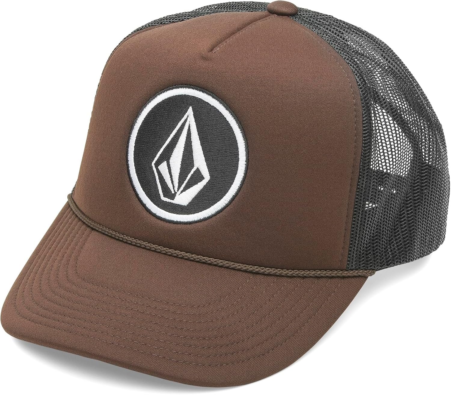 Volcom Men's Mesh Trucker Hat - Adjustable Snapback Cap, Breathable Structured Front Panel Brnstone