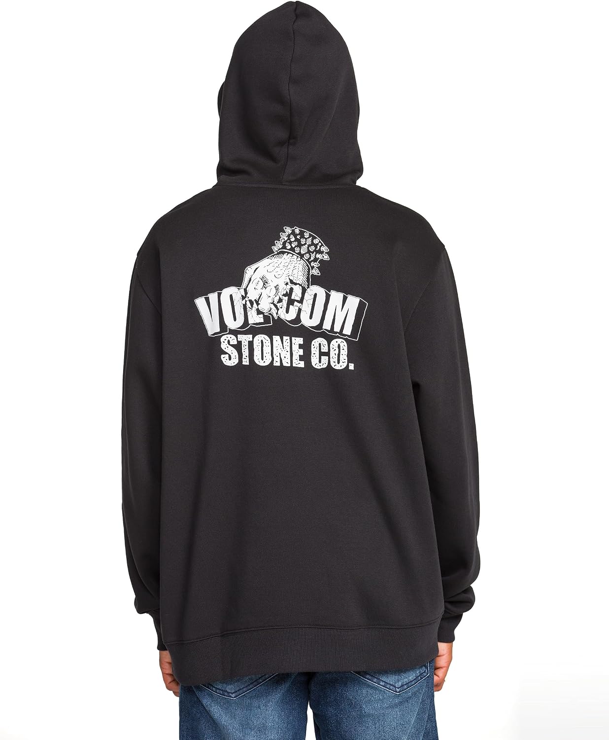 Volcom Men's Pullover Logo Fleece Hooded Sweatshirt – Soft Brushed Interior, Classic Fit, Kangaroo Pocket, Ribbed Cuffs & Hem Cruiser Black