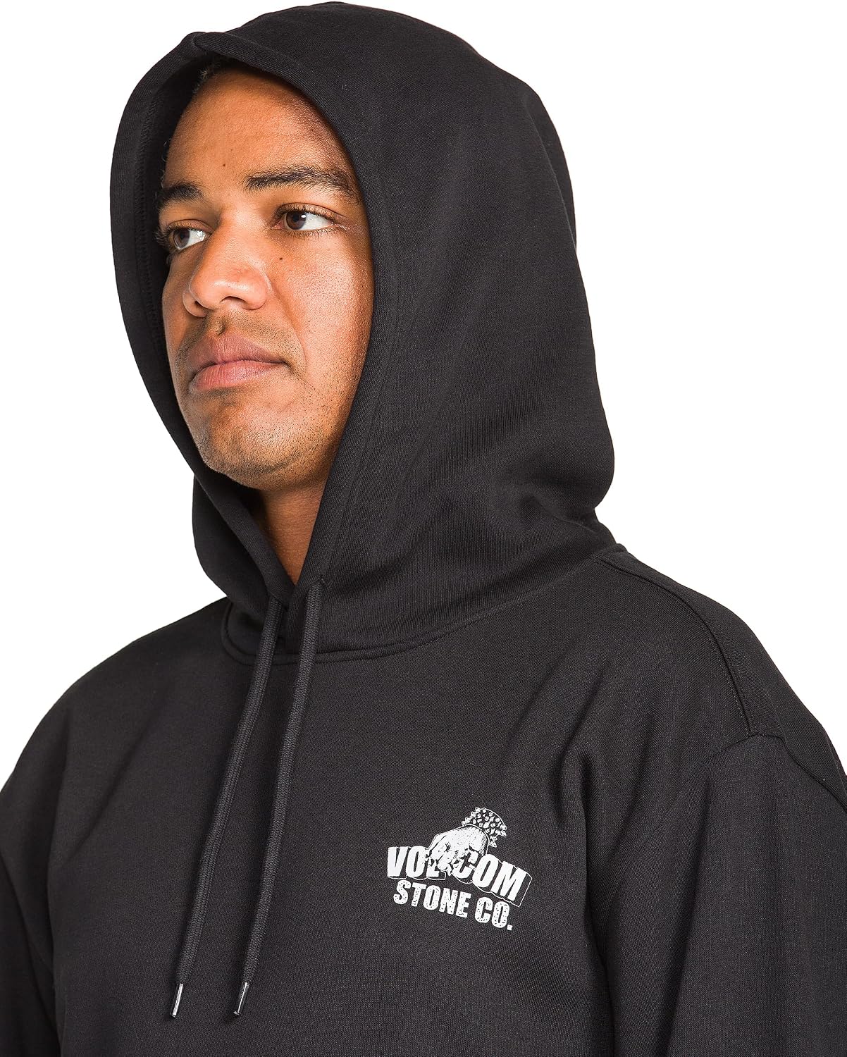 Volcom Men's Pullover Logo Fleece Hooded Sweatshirt – Soft Brushed Interior, Classic Fit, Kangaroo Pocket, Ribbed Cuffs & Hem Cruiser Black