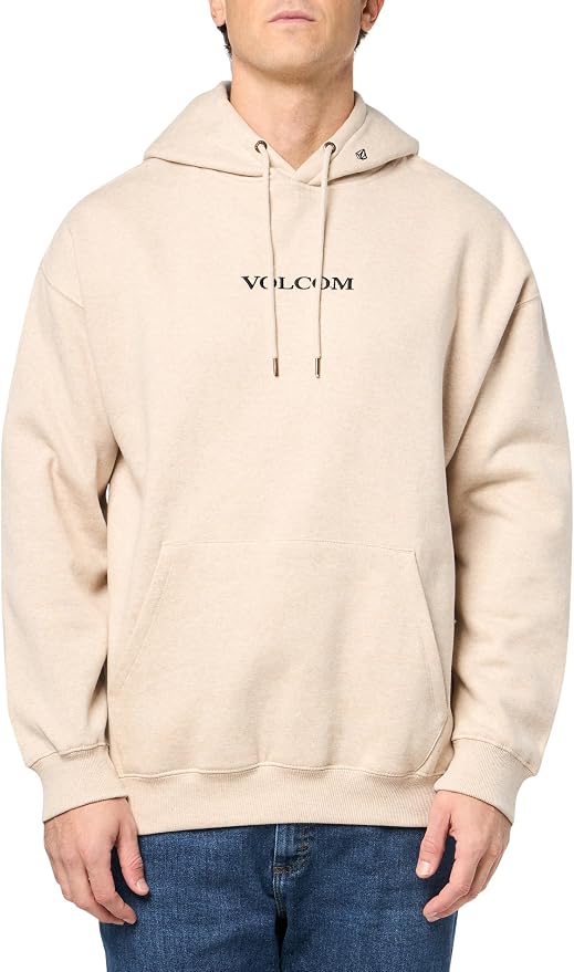 Volcom Men's Hooded Pullover Fleece Sweatshirt – Soft Fleece Hoodie With Adjustable Drawcord Washed Black Heather
