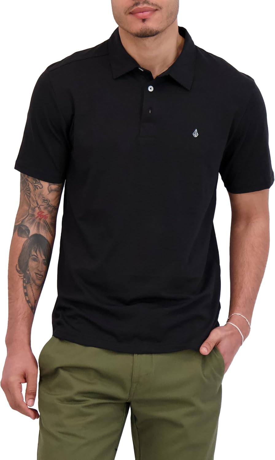 Volcom Short Sleeve Polo Shirt – Classic Fit, Soft Cotton Blend, Modern Casual Style Tinted Black