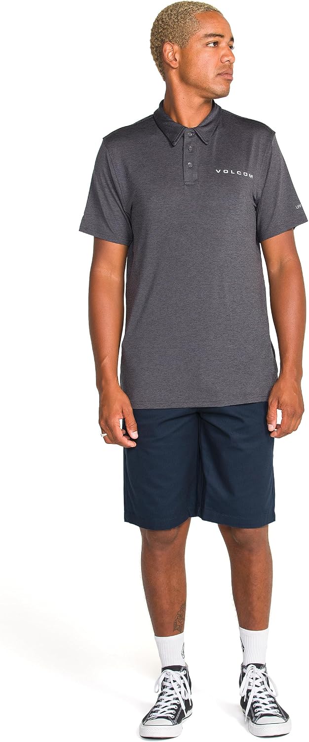 Volcom Men's Wowzer Hazard Performance Golf Polo Asphalt Black
