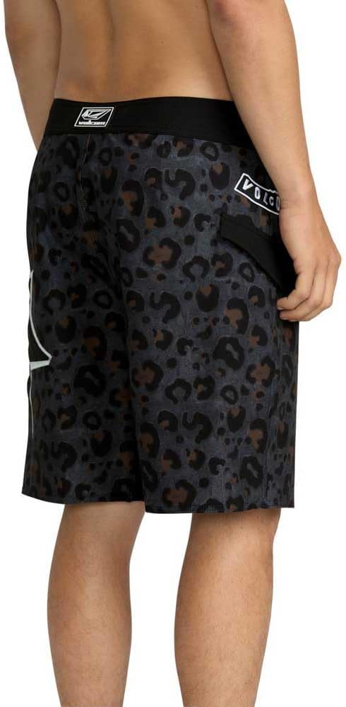 Volcom Men's 16" Elastic Waist Swim Trunks- Stretchable, UPF 50+, Quick Dry Swim Bottoms Asphalt Black