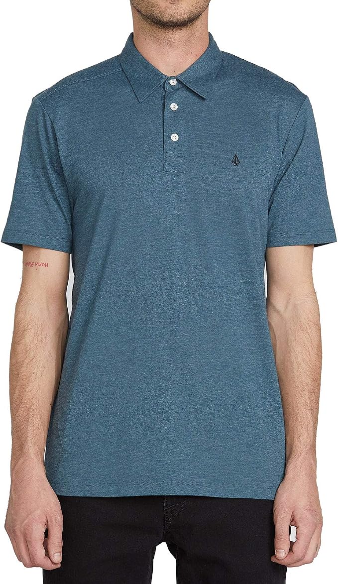 Volcom Short Sleeve Polo Shirt – Classic Fit, Soft Cotton Blend, Modern Casual Style Airforce Blue
