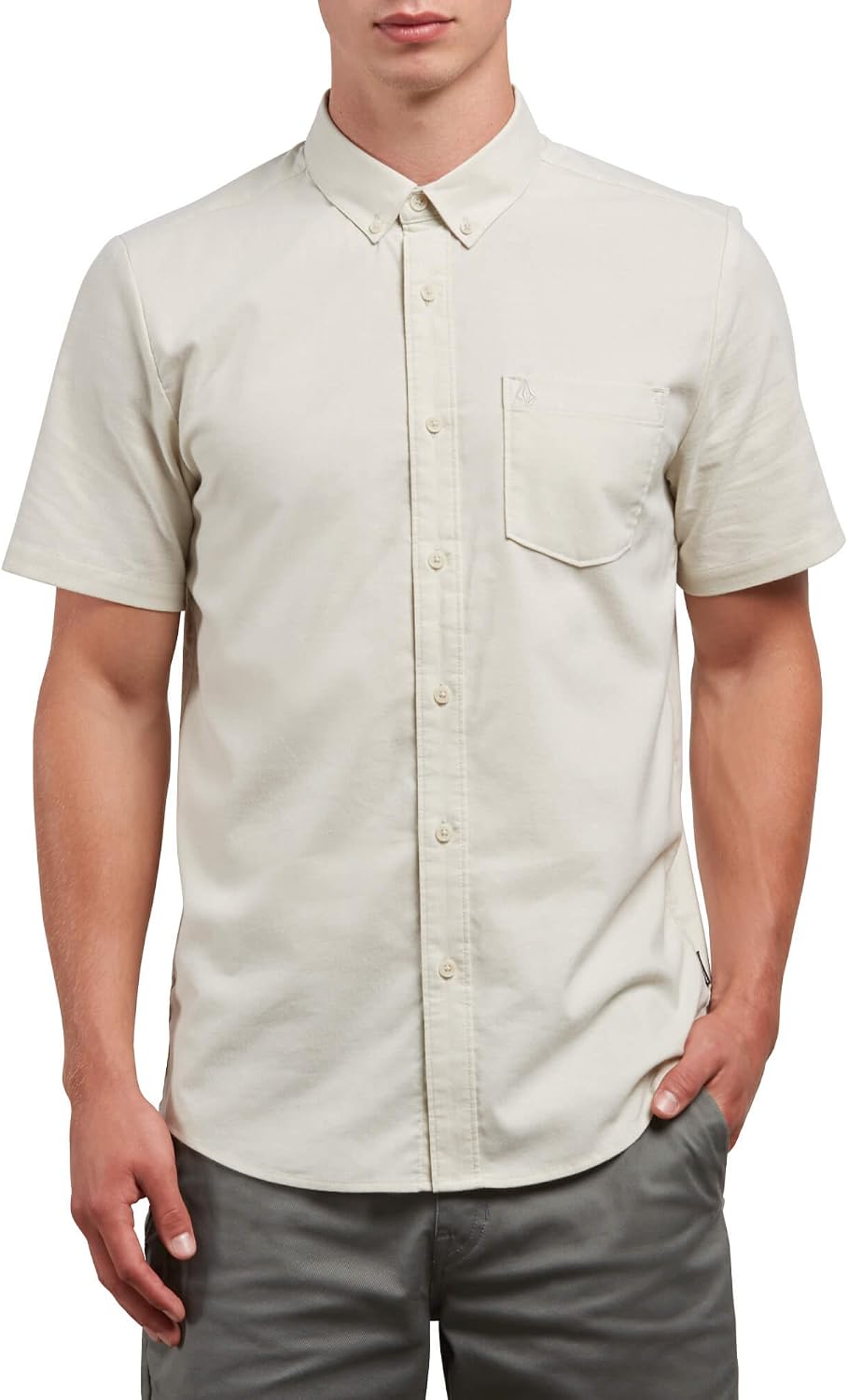 Volcom Men's Everett Oxford Short Sleeve Button Down Woven Shirt Lint
