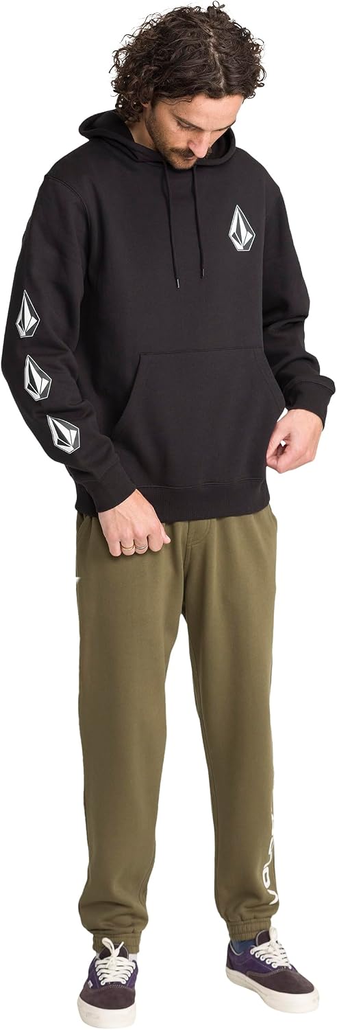 Volcom Men's Iconic Stone Pullover Hoodie Fleece Sweatshirt Black
