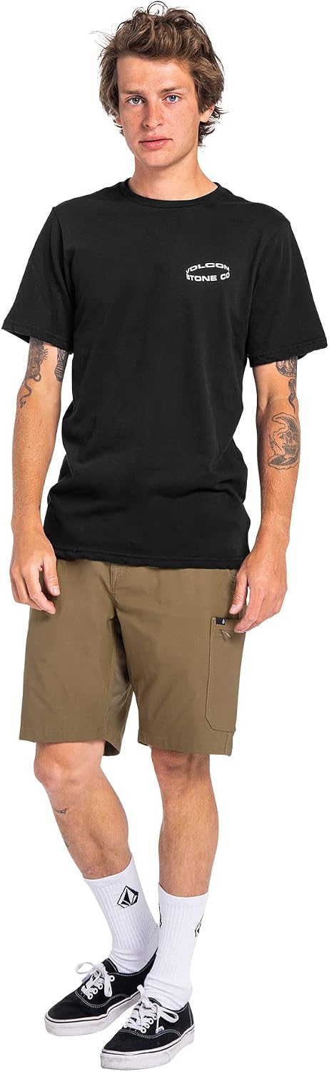 Volcom Men's Stone Tech Short Sleeve Quick Drying Tee Black Halo