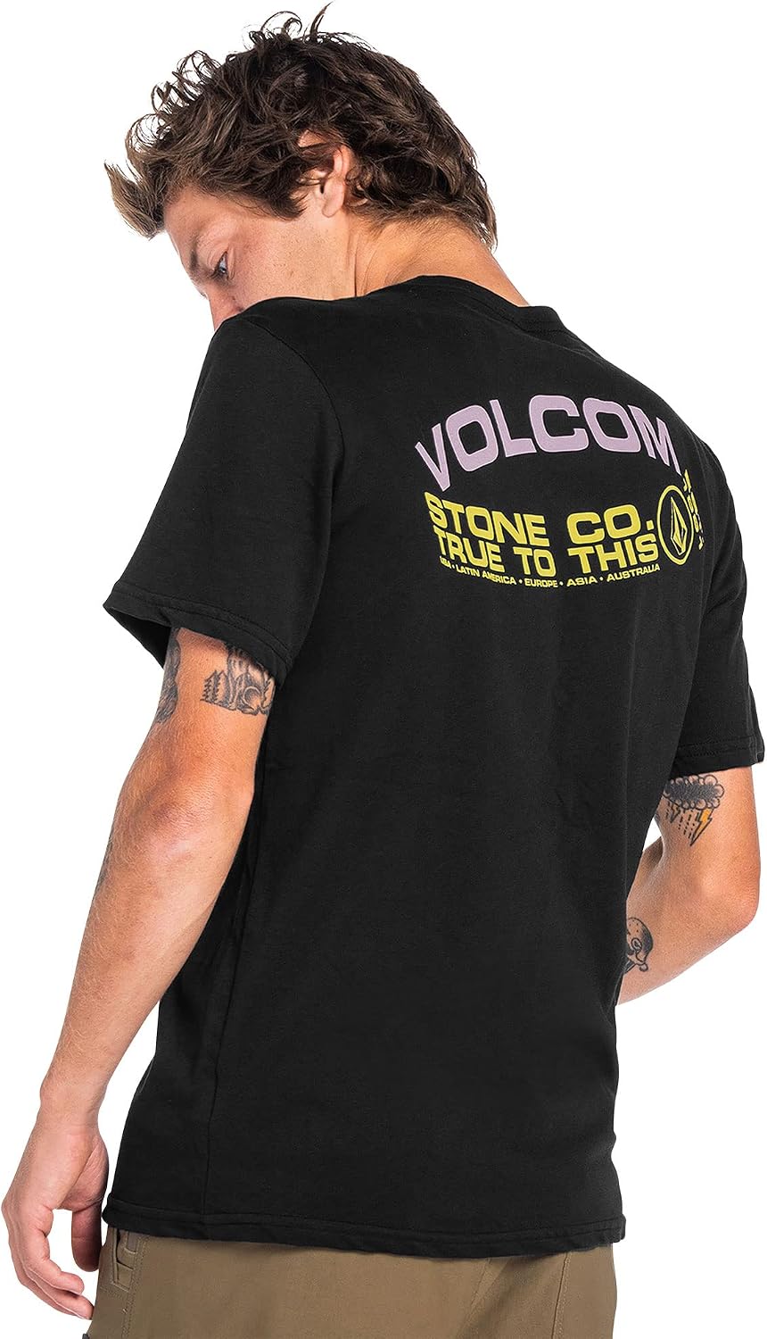 Volcom Men's Stone Tech Short Sleeve Quick Drying Tee Black Halo