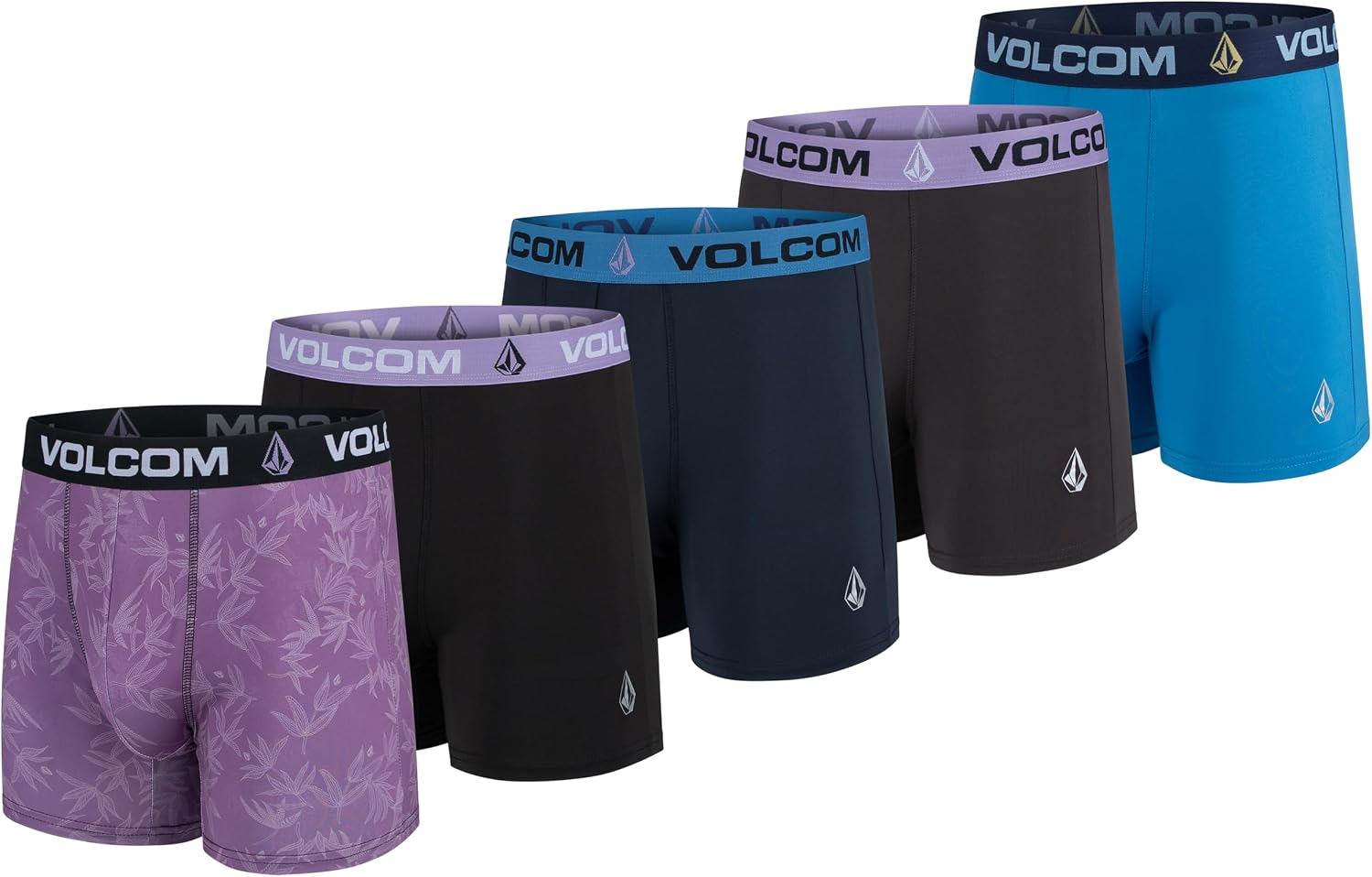 Volcom Mens Boxer Briefs 5 Pack Poly Spandex Performance Boxer Briefs Underwear PurpleBlackNavyBlackBlue