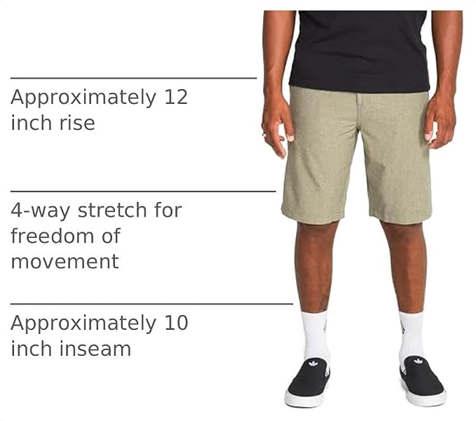 Volcom Men's Kerosene 21" Hybrid Chino Shorts Quick-Dry Stretch Fabric Wintermoss