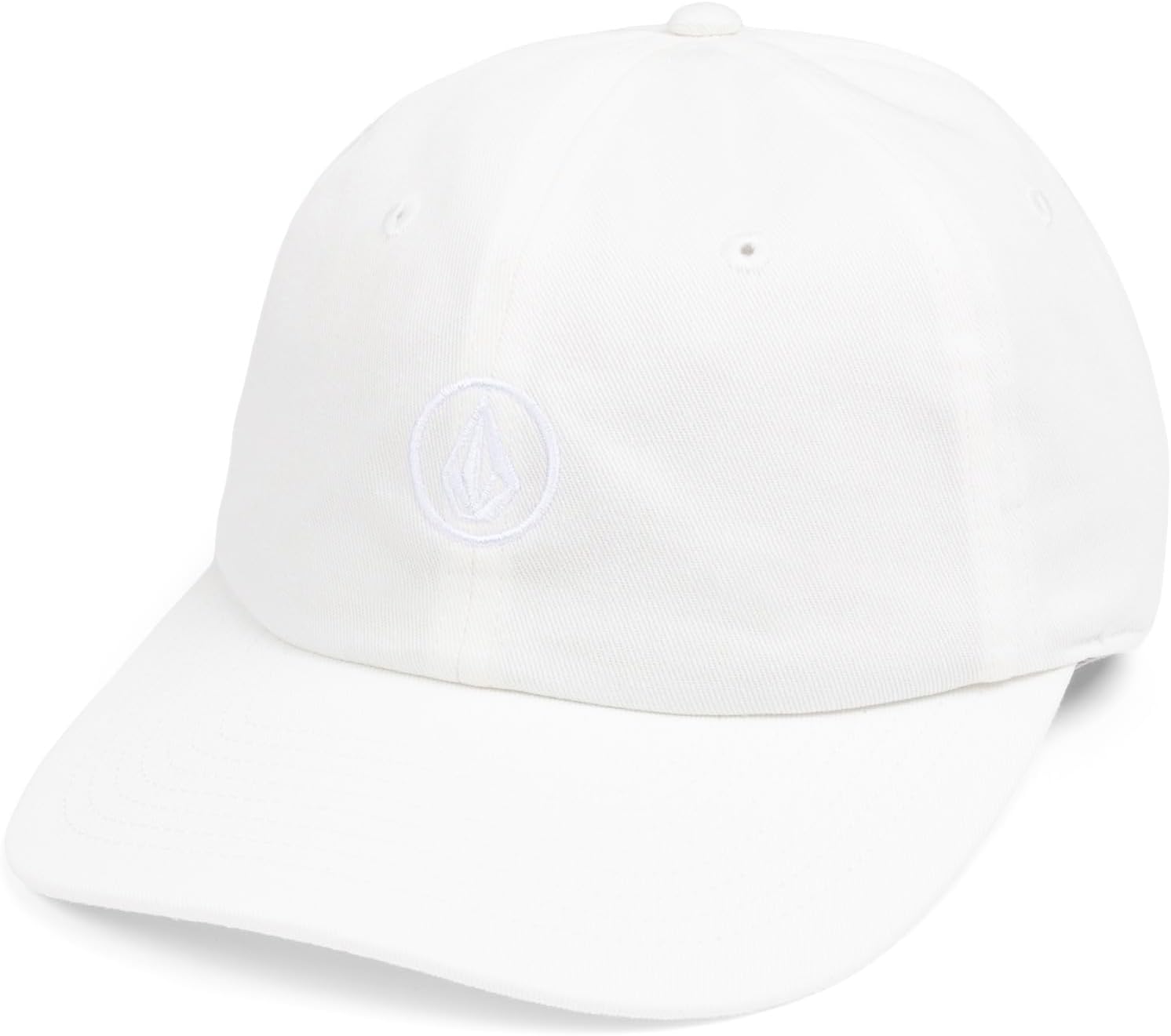 Volcom Men's Full Stone Dad Hat – Adjustable Strapback Cap Embroidered Logo White