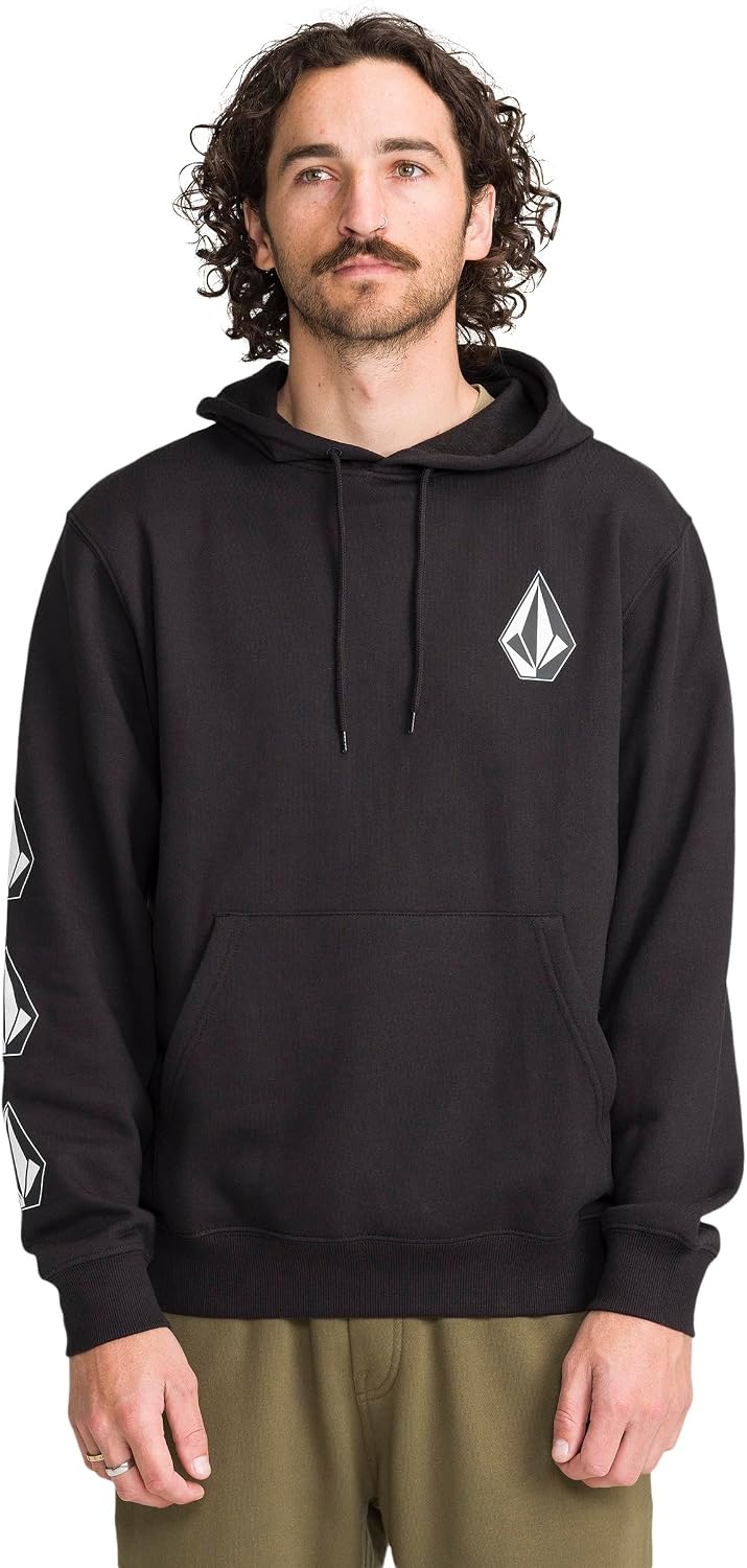 Volcom Men's Iconic Stone Pullover Hoodie Fleece Sweatshirt Black