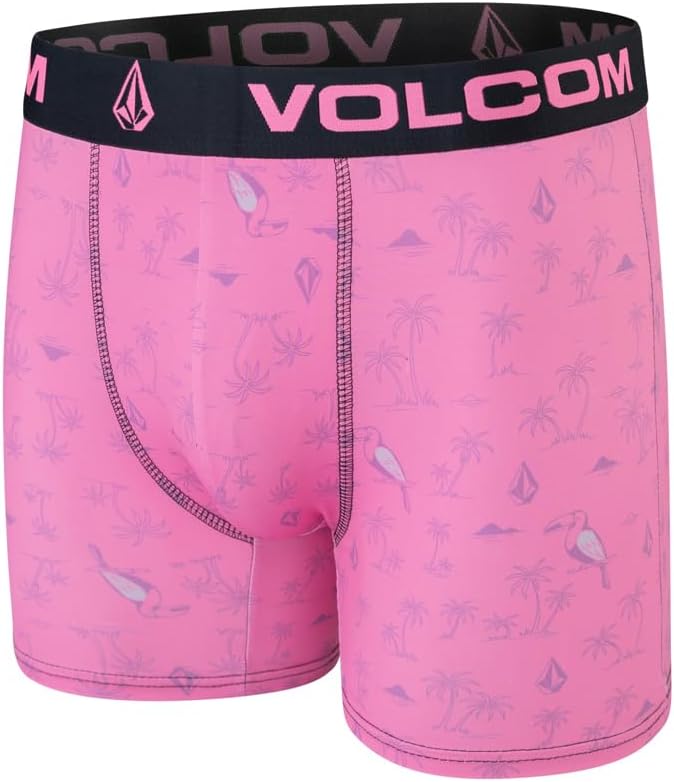 Volcom Mens Boxer Briefs 3 Pack Poly Spandex Performance FLY-LESS Support Boxer Briefs Underwear PinkCharcoalBlack
