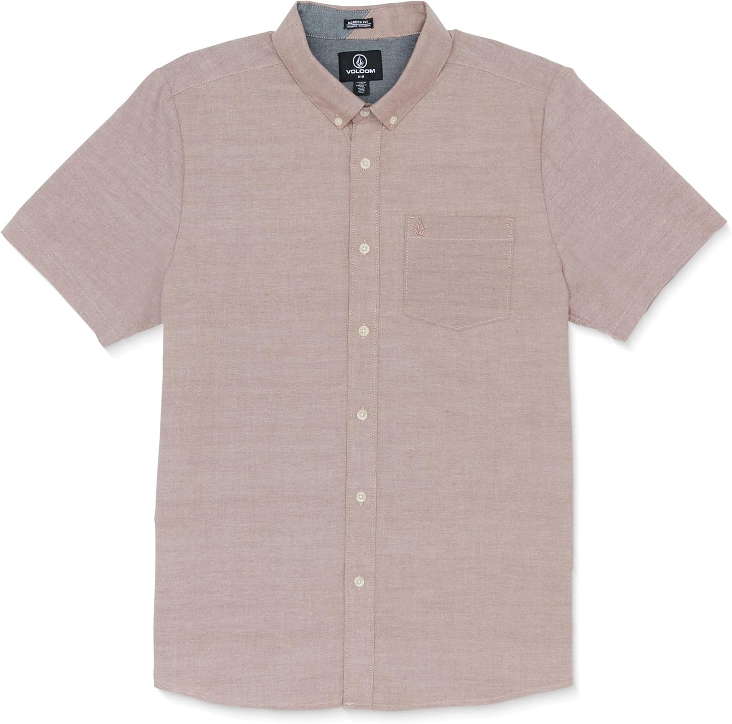 Volcom Men's Everett Oxford Short Sleeve Button Down Woven Shirt Nutmeg