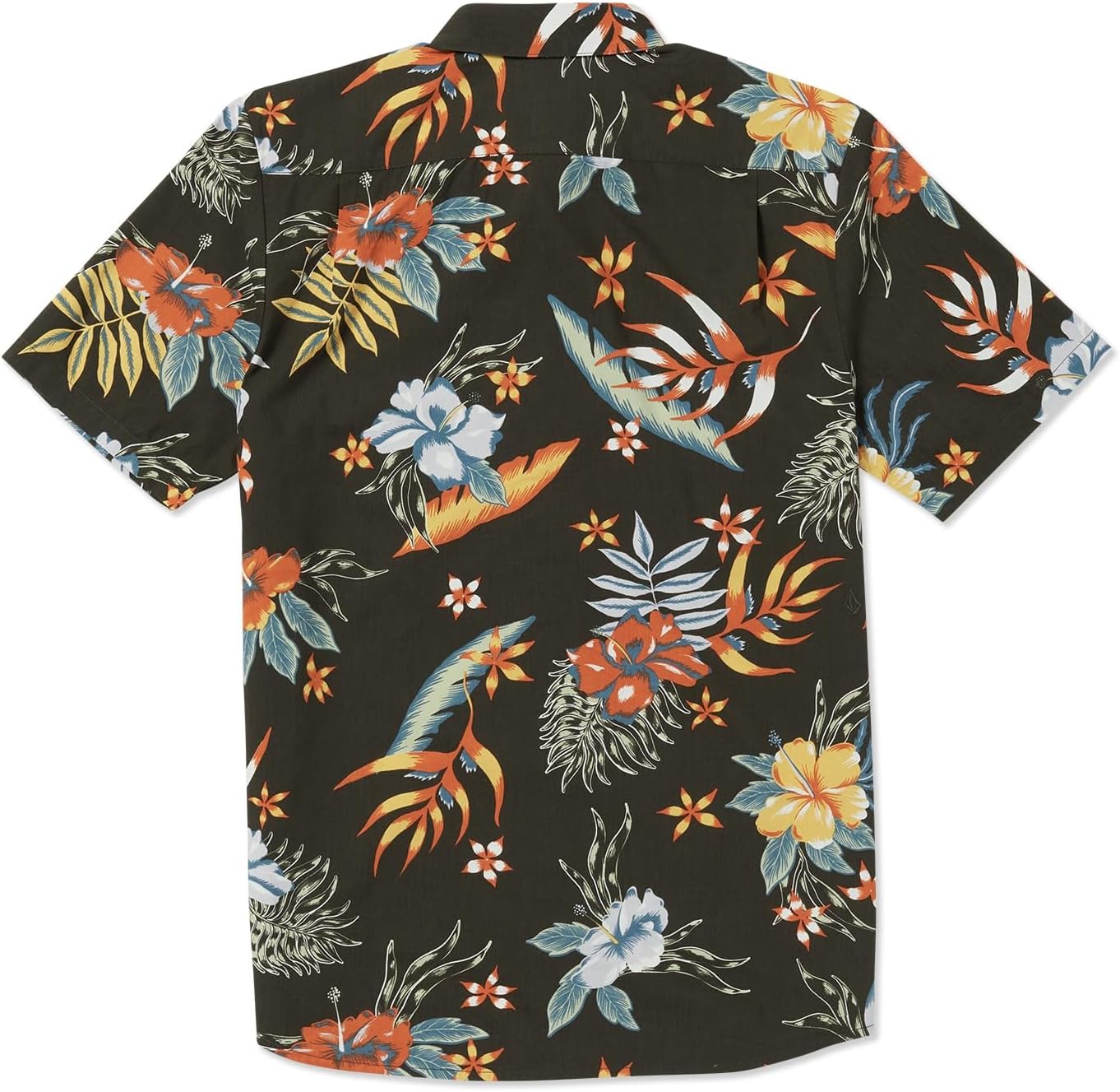 Volcom Men's Regular Marble Floral Short Sleeve Button Down Hawaiian Shirt Stealth