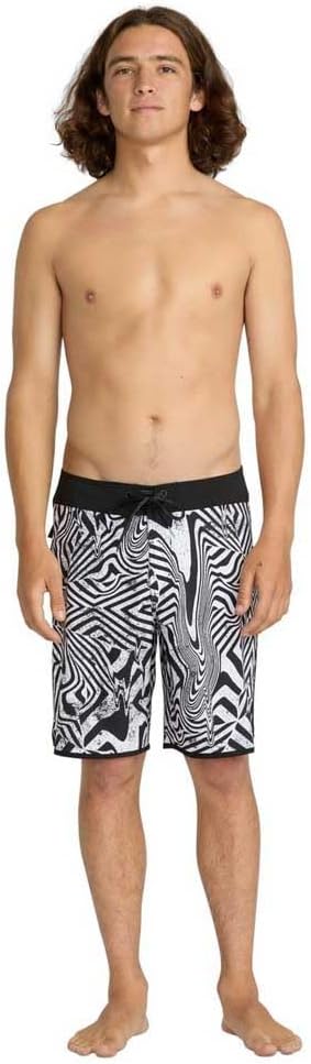 Volcom Men's 19" Mod-Tech Board Shorts- Performance UPF 50+ Sun Protection Quick-Dry Swim Bottoms White Black